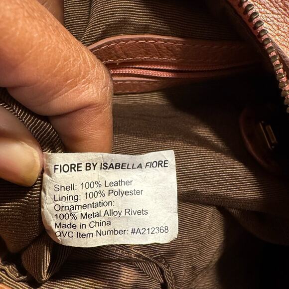 Isabella Fiore Metallic Peach Studded Crystal Hobo Shoulder Bag. - Picture 9 of 11